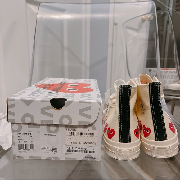 NWT ❤️ Converse Comme des Garcons PLAY Chuck Taylor All Star 70 High Multi Heart - Picture 10 of 12